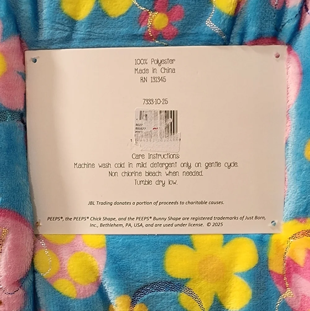 Peeps Blue Foil Happy Easter Oversized Plush Blanket Throw, NWT